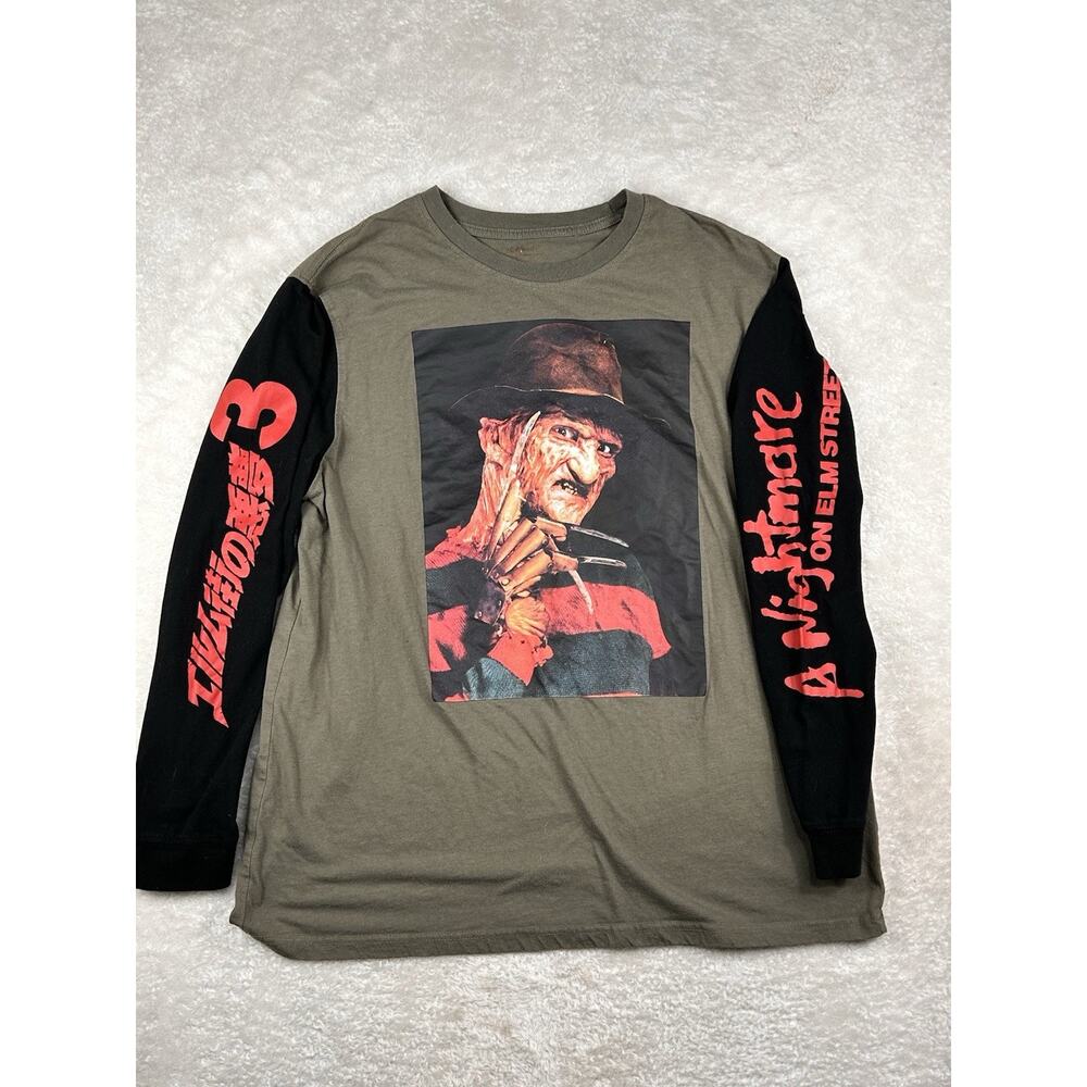 Nightmare On Elm Street Long Sleeve T Shirt Men’s Sz L Green Black Graphic